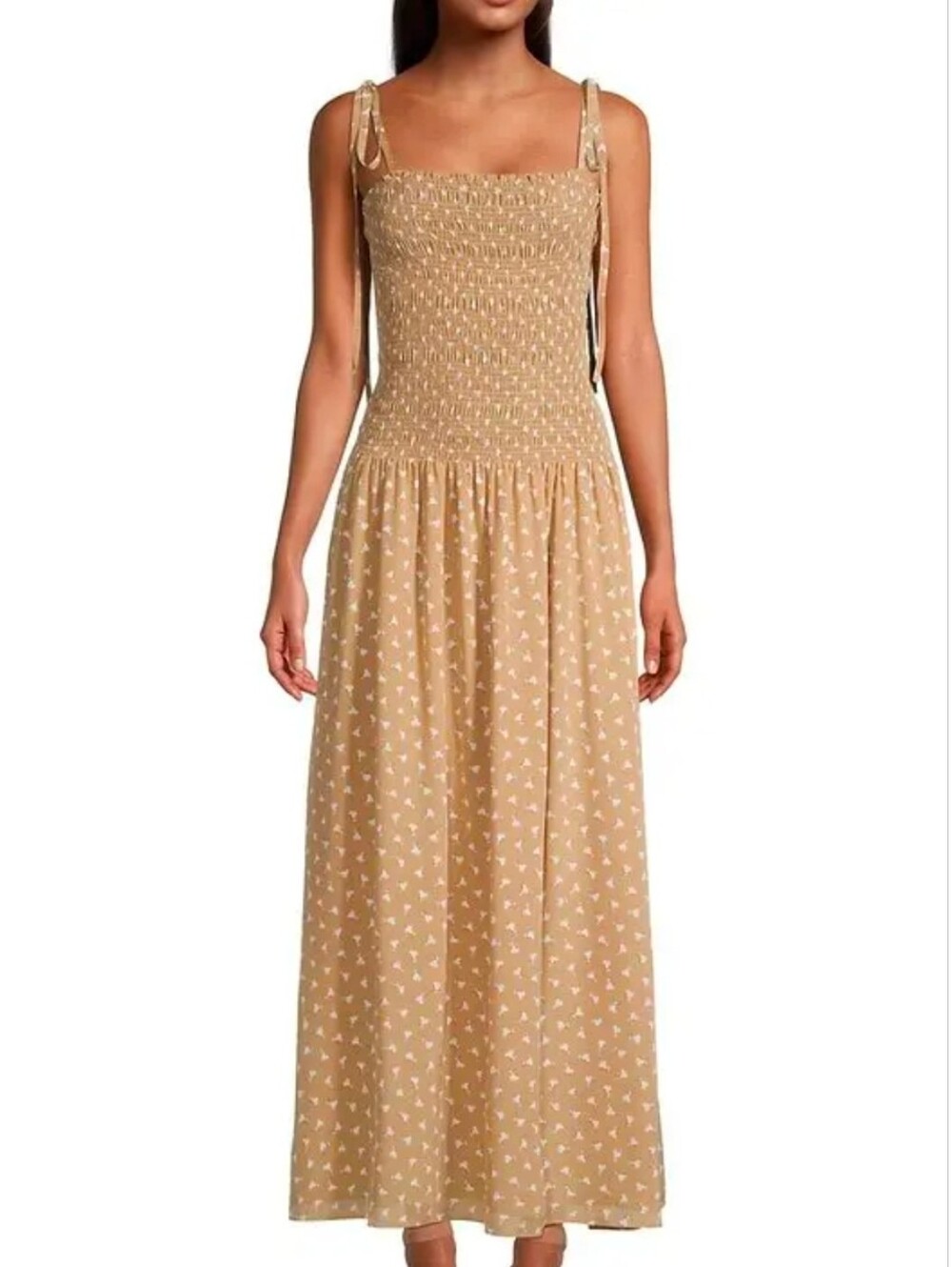 REBECCA TAYLOR Tan Silk Emmy Sleeveless Floral Maxi Dress - Picture 3 of 11